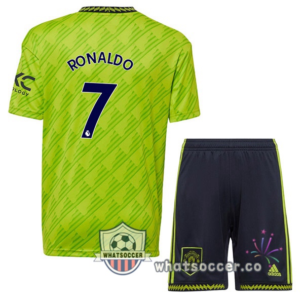 Manchester United (RONALDO 7) Kids Third Soccer Jerseys Green 2022-2023