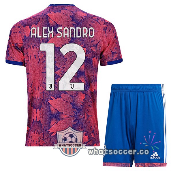 Juventus (ALEX SANDRO 12) Kids Away Soccer Jerseys Rose 2022-2023