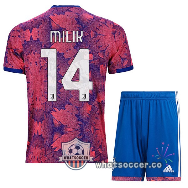 Juventus (MILIK 14) Kids Away Soccer Jerseys Rose 2022-2023