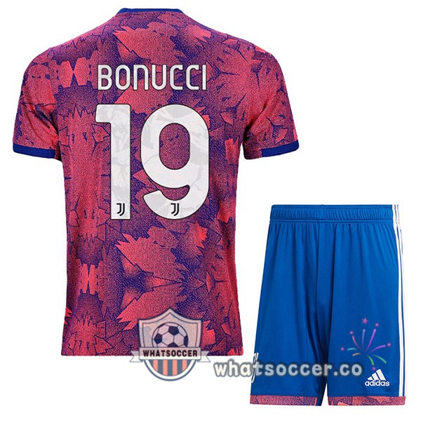 Juventus (BONUCCI 19) Kids Away Soccer Jerseys Rose 2022-2023