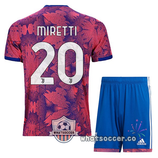Juventus (MIRETTI 20) Kids Away Soccer Jerseys Rose 2022-2023