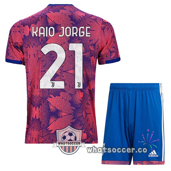 Juventus (KAIO JORGE 21) Kids Away Soccer Jerseys Rose 2022-2023