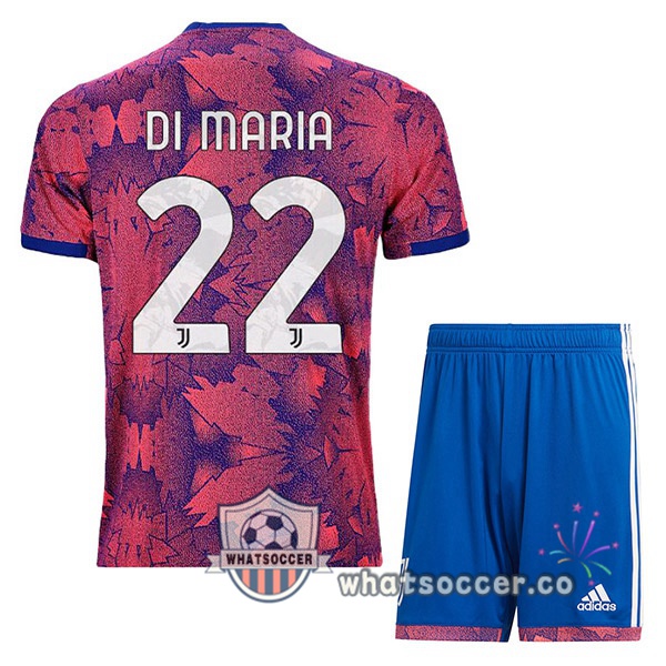 Juventus (DI MARIA 22) Kids Away Soccer Jerseys Rose 2022-2023