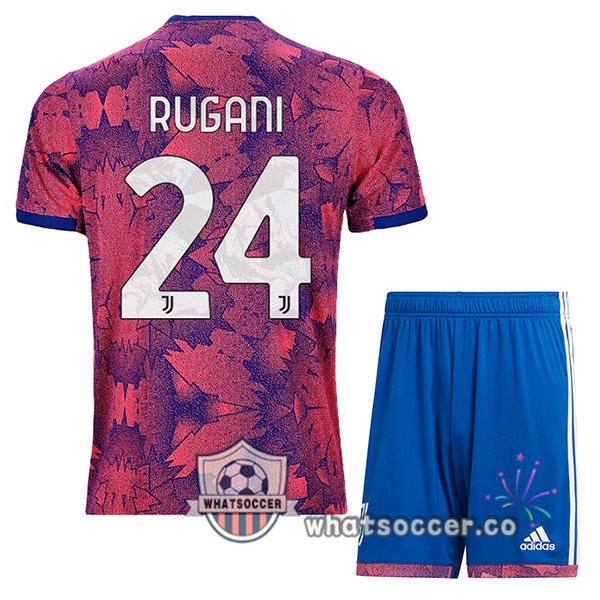 Juventus (RUGANI 24) Kids Away Soccer Jerseys Rose 2022-2023