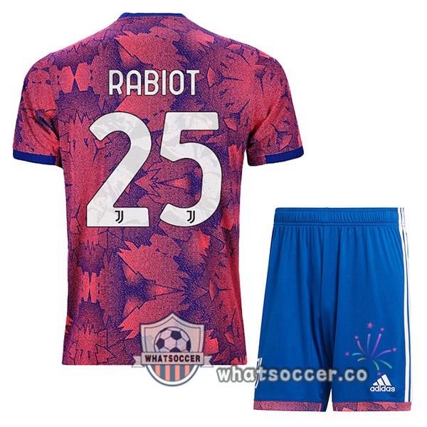 Juventus (RABIOT 25) Kids Away Soccer Jerseys Rose 2022-2023