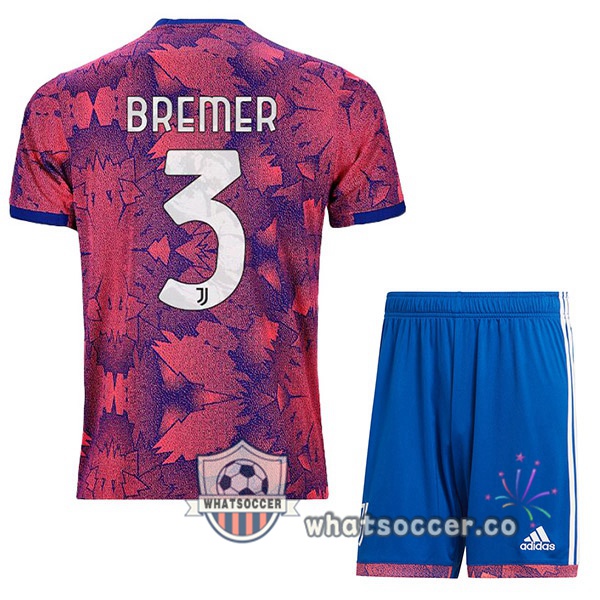 Juventus (BREMER 3) Kids Away Soccer Jerseys Rose 2022-2023