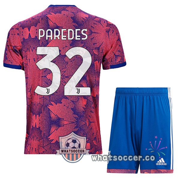 Juventus (PAREDES 32) Kids Away Soccer Jerseys Rose 2022-2023