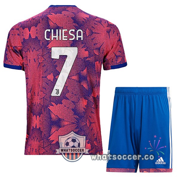 Juventus (CHIESA 7) Kids Away Soccer Jerseys Rose 2022-2023