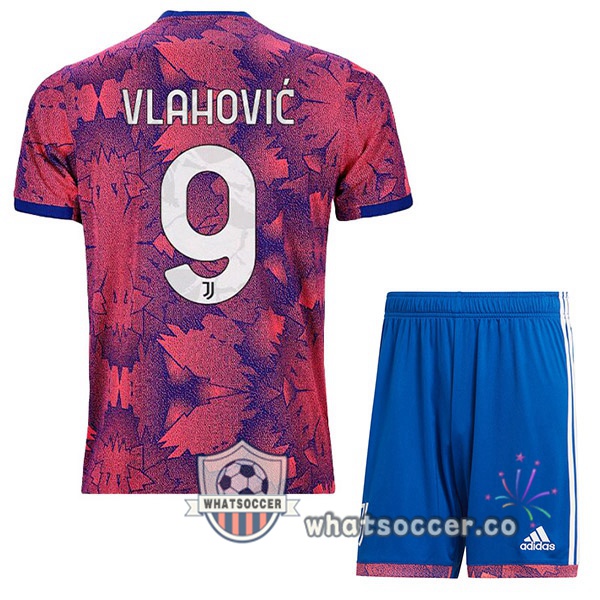 Juventus (VLAHOVIĆ 9) Kids Away Soccer Jerseys Rose 2022-2023