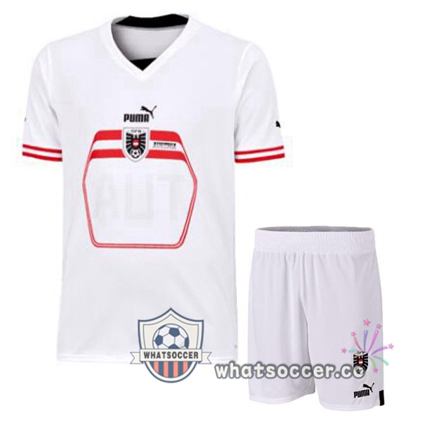 Austria Kids Away Soccer Jerseys White 2022-2023
