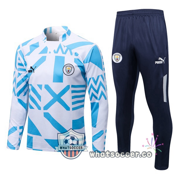 Manchester City White Blue Tracksuit 2022-2023