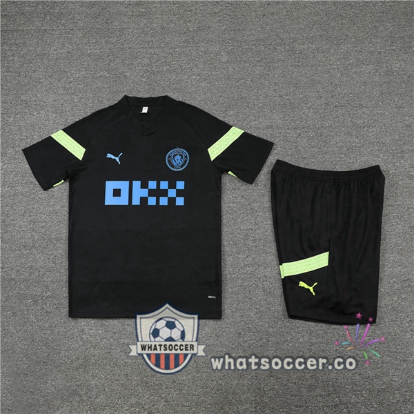 Manchester City Training T-Shirts + Shorts Black 2022-2023