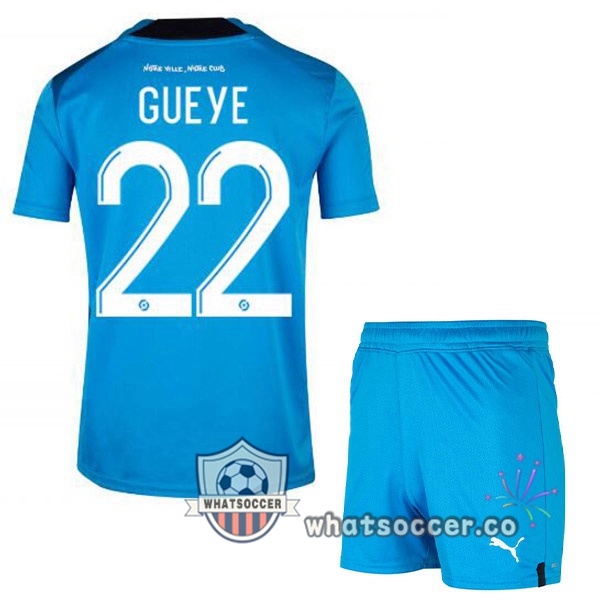 Olympique de Marseille (GUEYE 22) Kids Third Soccer Jerseys Blue 2022-2023