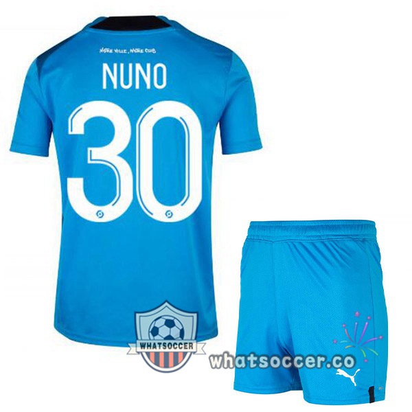Olympique de Marseille (NUNO 30) Kids Third Soccer Jerseys Blue 2022-2023