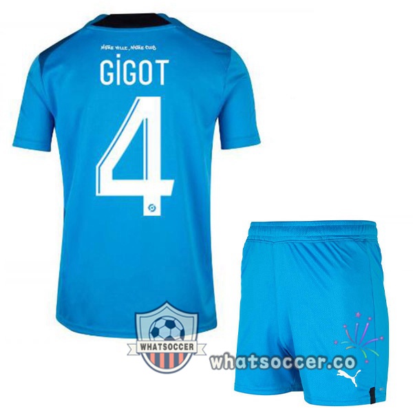 Olympique de Marseille (GIGOT 4) Kids Third Soccer Jerseys Blue 2022-2023
