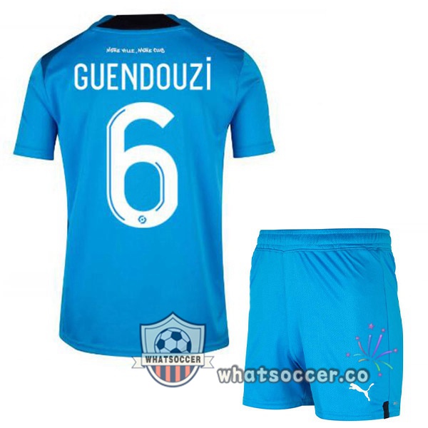 Olympique de Marseille (GUENDOUZI 6) Kids Third Soccer Jerseys Blue 2022-2023