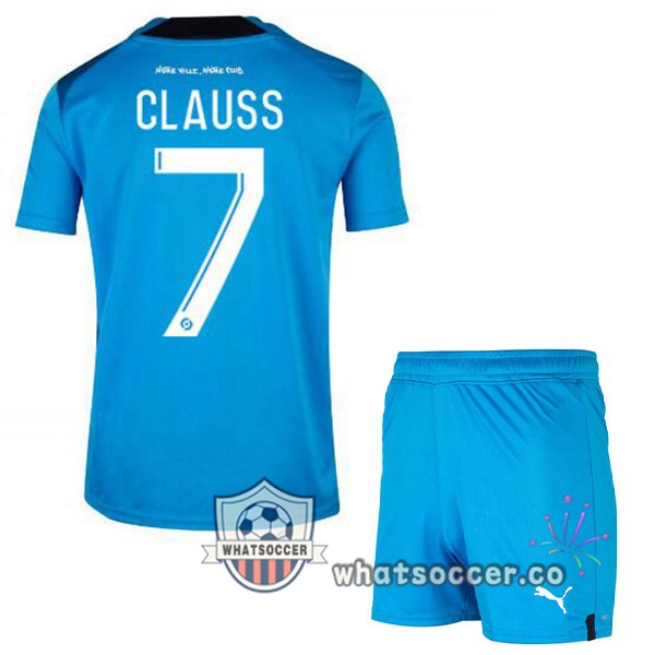 Olympique de Marseille (CLAUSS 7) Kids Third Soccer Jerseys Blue 2022-2023