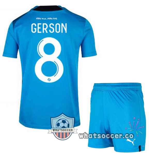 Olympique de Marseille (GERSON 8) Kids Third Soccer Jerseys Blue 2022-2023