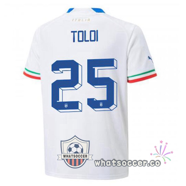 Italy(Toloi 25)Away Soccer Jerseys White 2022-2023