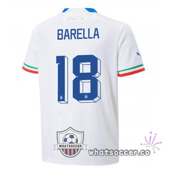 Italy(Barella 18)Away Soccer Jerseys White 2022-2023