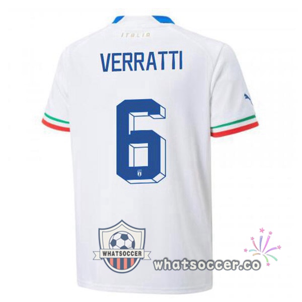 Italy(Verratti 6)Away Soccer Jerseys White 2022-2023