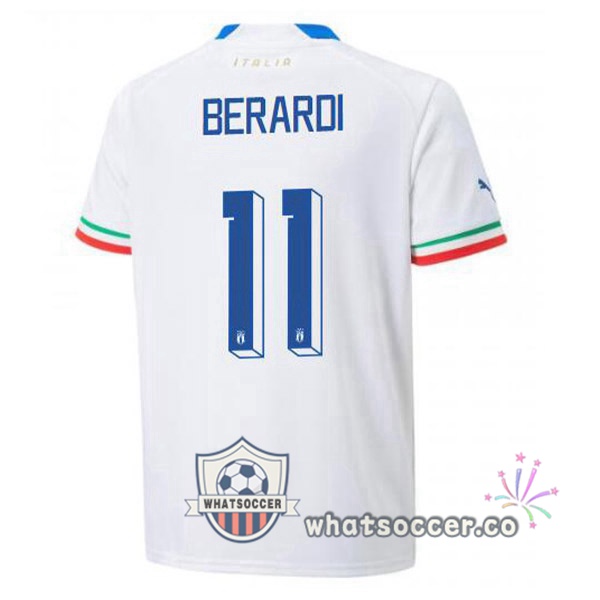 Italy(Berardi 11)Away Soccer Jerseys White 2022-2023