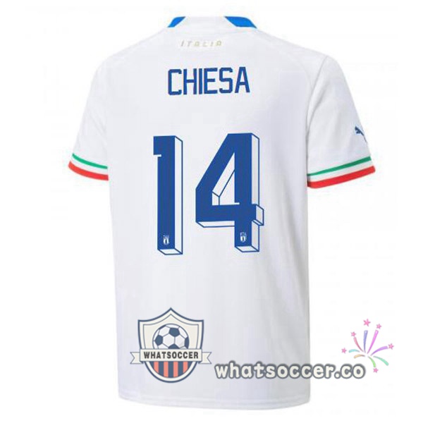 Italy(Chiesa 14)Away Soccer Jerseys White 2022-2023