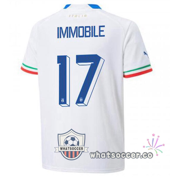 Italy(Immobile 17)Away Soccer Jerseys White 2022-2023