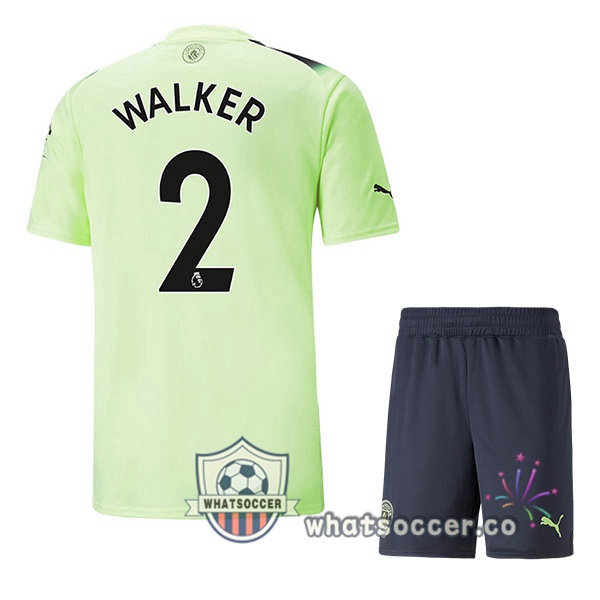 Manchester City (Kyle Walker 2) Kids Third Soccer Jerseys Green Black 2022-2023