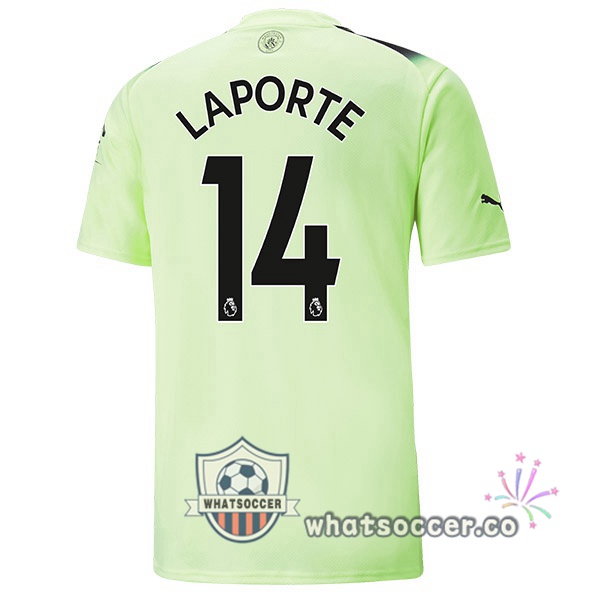 Manchester City (Aymeric Laporte 14) Third Soccer Jerseys Green Black 2022-2023