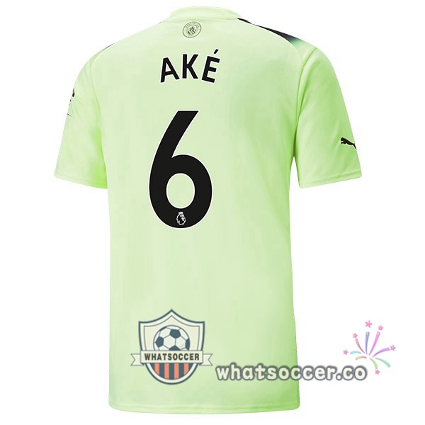 Manchester City (Nathan Ake 6) Third Soccer Jerseys Green Black 2022-2023