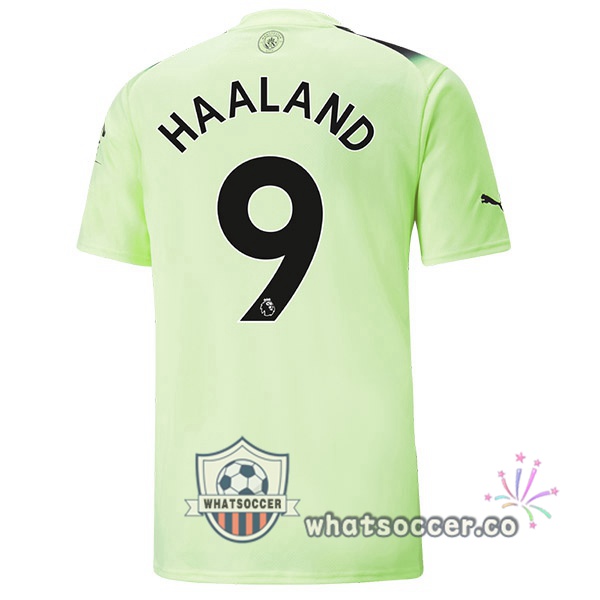 Manchester City (Erling Haaland 9) Third Soccer Jerseys Green Black 2022-2023
