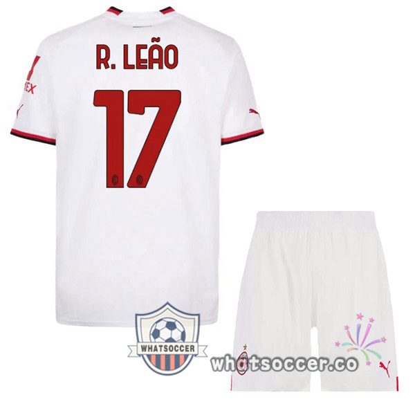 AC Milan (R. LEÃO 17) Kids Away Soccer Jerseys White 2022-2023