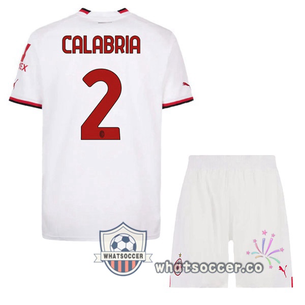 AC Milan (CALABRIA 2) Kids Away Soccer Jerseys White 2022-2023