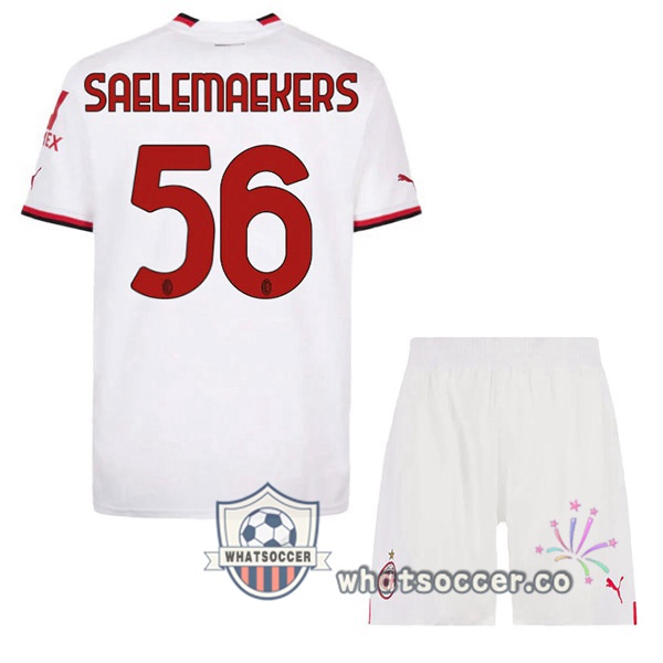 AC Milan (SAELEMAEKERS 56) Kids Away Soccer Jerseys White 2022-2023