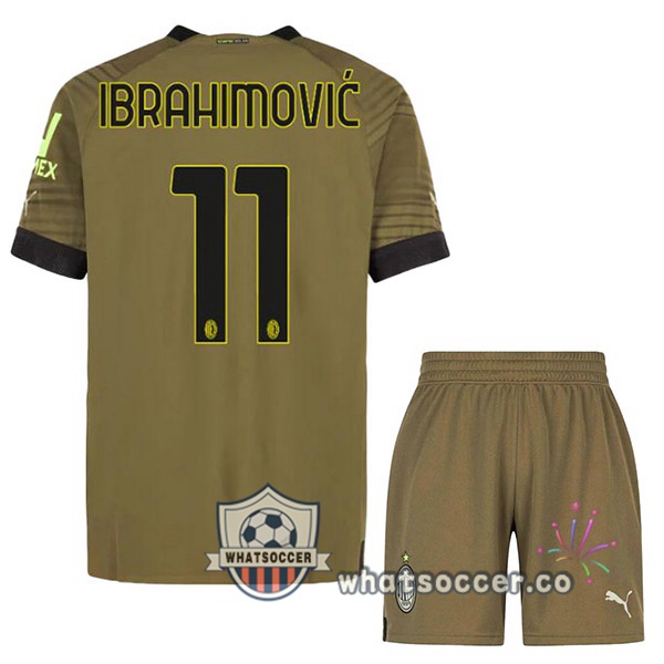 AC Milan (IBRAHIMOVIĆ 11) Kids Third Soccer Jerseys Marron 2022-2023