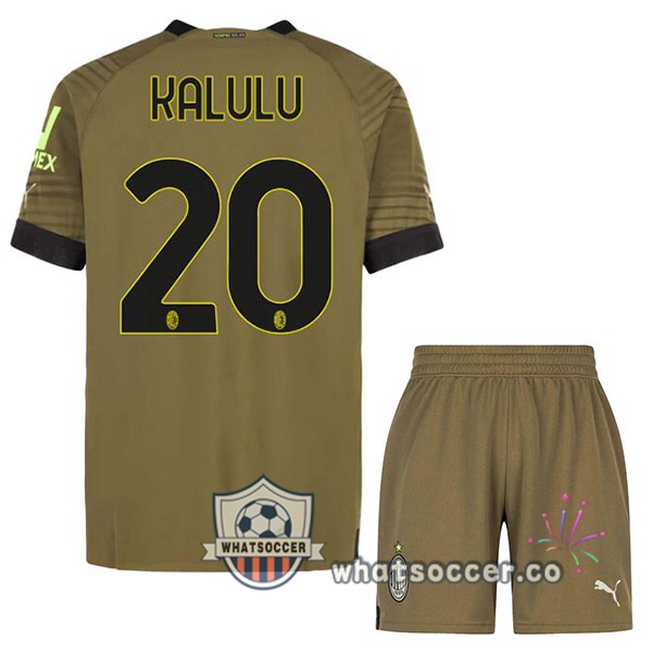 AC Milan (KALULU 20) Kids Third Soccer Jerseys Marron 2022-2023