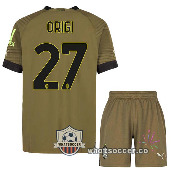 AC Milan (MALDINI 27) Kids Third Soccer Jerseys Marron 2022-2023