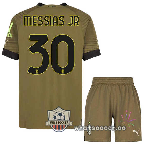 AC Milan (MESSIAS JR 30) Kids Third Soccer Jerseys Marron 2022-2023