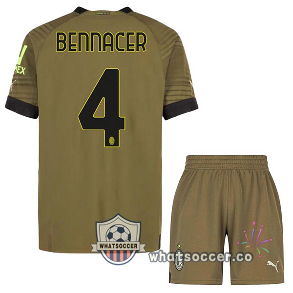AC Milan (BENNACER 4) Kids Third Soccer Jerseys Marron 2022-2023