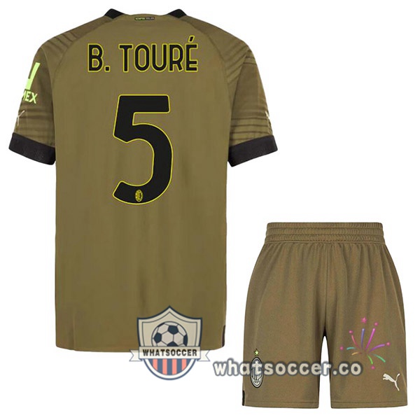 AC Milan (B. TOURÉ 5) Kids Third Soccer Jerseys Marron 2022-2023