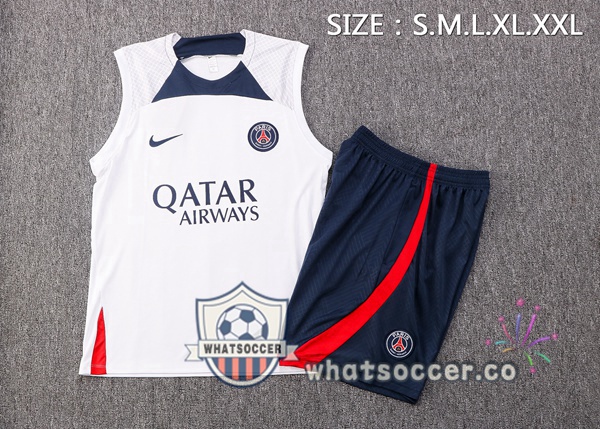 Paris PSG + Shorts White Soccer Vest 2022-2023