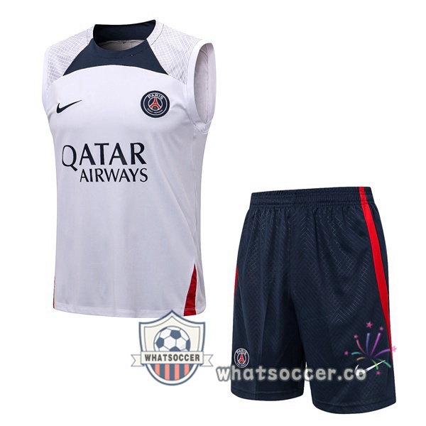 Paris PSG + Shorts White Soccer Vest 2022-2023