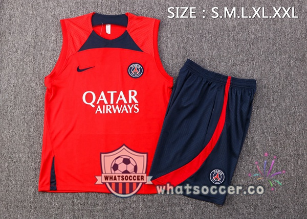 Paris PSG + Shorts Red Soccer Vest 2022-2023
