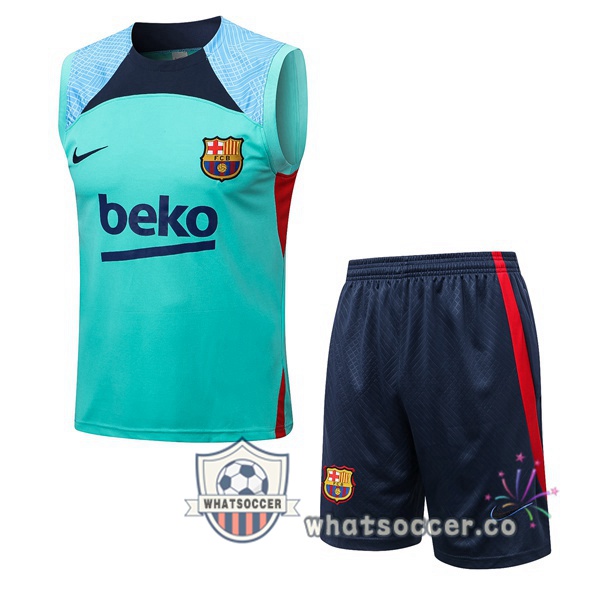 FC Barcelona + Shorts Green Soccer Vest 2022-2023