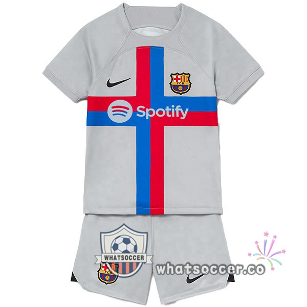 FC Barcelona Kids Third Soccer Jerseys Gray 2022-2023