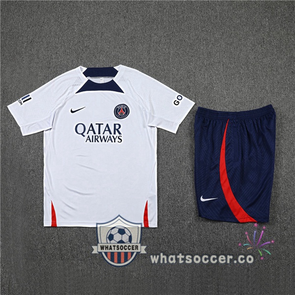 Paris PSG Training T-Shirts + Shorts White 2022-2023