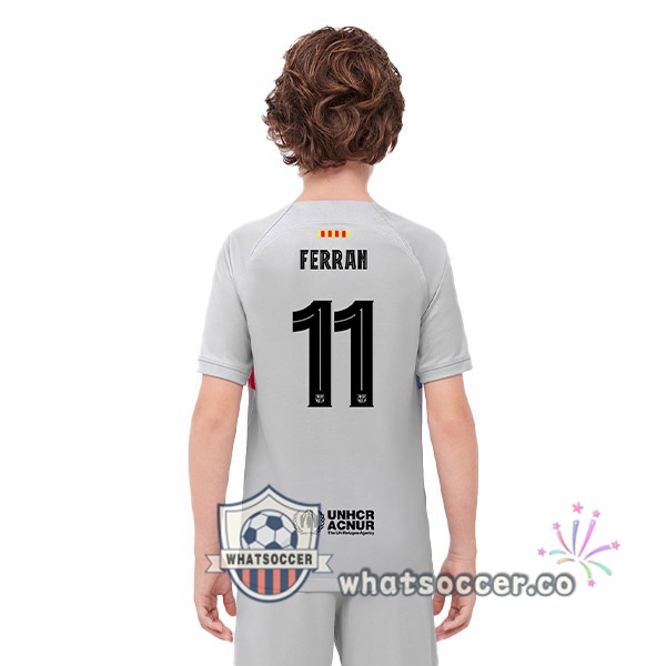 FC Barcelona (FERRAN 11) Kids Third Soccer Jerseys Gray 2022-2023