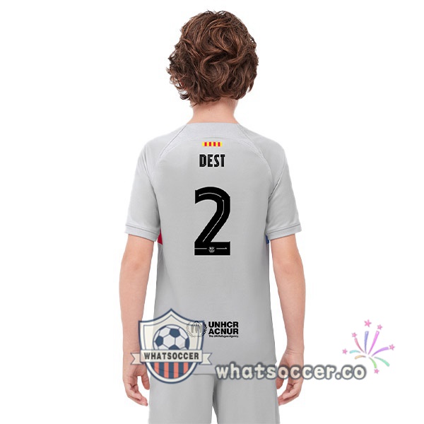 FC Barcelona (DEST 2) Kids Third Soccer Jerseys Gray 2022-2023
