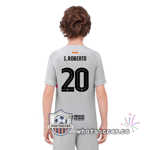 FC Barcelona (S. ROBERTO 20) Kids Third Soccer Jerseys Gray 2022-2023